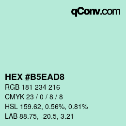 Color code: HEX #B5EAD8 | qconv.com