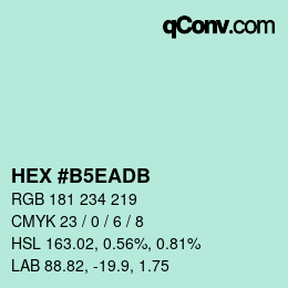 Código de color: HEX #B5EADB | qconv.com