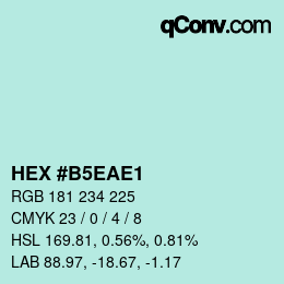 カラーコード: HEX #B5EAE1 | qconv.com