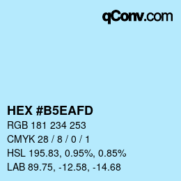 Color code: HEX #B5EAFD | qconv.com