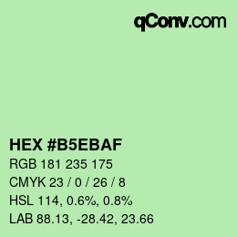 Color code: HEX #B5EBAF | qconv.com