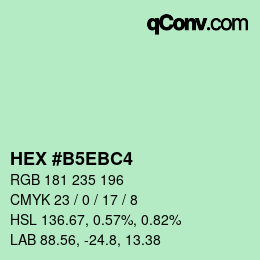 Color code: HEX #B5EBC4 | qconv.com