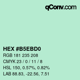 カラーコード: HEX #B5EBD0 | qconv.com