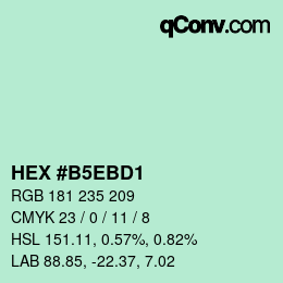 カラーコード: HEX #B5EBD1 | qconv.com