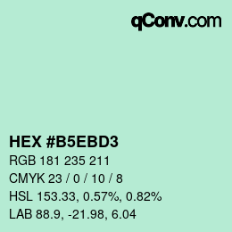 Color code: HEX #B5EBD3 | qconv.com