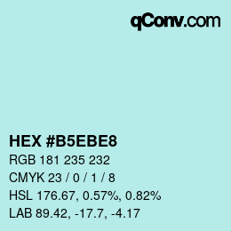 カラーコード: HEX #B5EBE8 | qconv.com