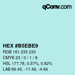 カラーコード: HEX #B5EBE9 | qconv.com