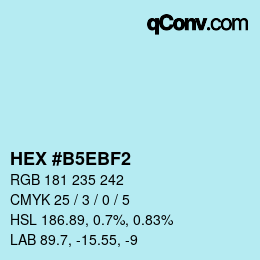 Farbcode: HEX #B5EBF2 | qconv.com