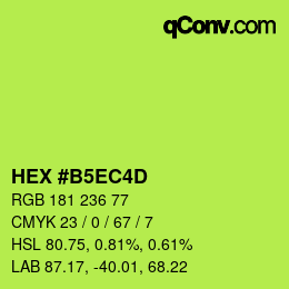 颜色代码: HEX #B5EC4D | qconv.com