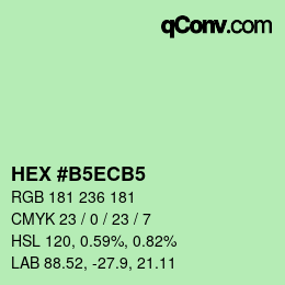 Color code: HEX #B5ECB5 | qconv.com