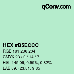 Farbcode: HEX #B5ECCC | qconv.com