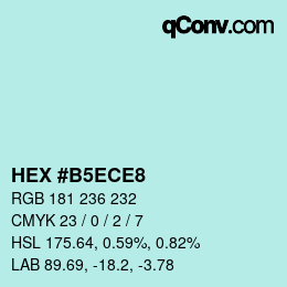 カラーコード: HEX #B5ECE8 | qconv.com