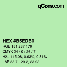 Color code: HEX #B5EDB0 | qconv.com