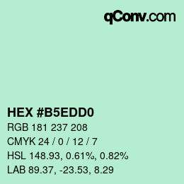 カラーコード: HEX #B5EDD0 | qconv.com