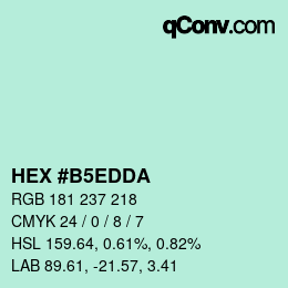 颜色代码: HEX #B5EDDA | qconv.com