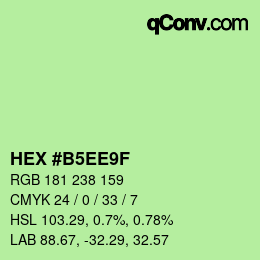 カラーコード: HEX #B5EE9F | qconv.com