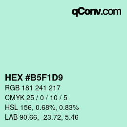カラーコード: HEX #B5F1D9 | qconv.com