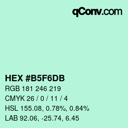 カラーコード: HEX #B5F6DB | qconv.com