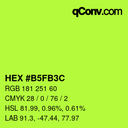 Color code: HEX #B5FB3C | qconv.com