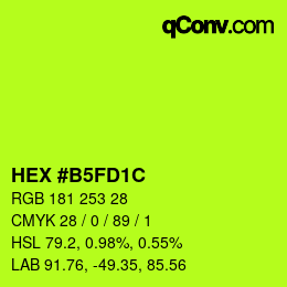 颜色代码: HEX #B5FD1C | qconv.com