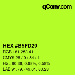 颜色代码: HEX #B5FD29 | qconv.com