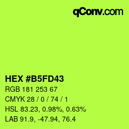 カラーコード: HEX #B5FD43 | qconv.com