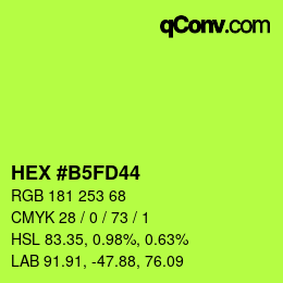 カラーコード: HEX #B5FD44 | qconv.com