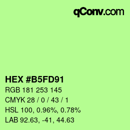 颜色代码: HEX #B5FD91 | qconv.com