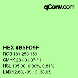 Color code: HEX #B5FD9F | qconv.com