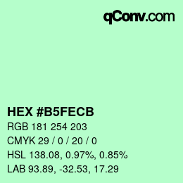 カラーコード: HEX #B5FECB | qconv.com