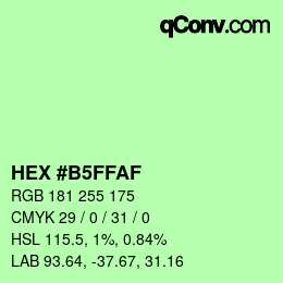 Color code: HEX #B5FFAF | qconv.com