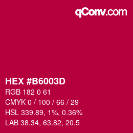 Farbcode: HEX #B6003D | qconv.com