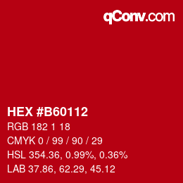 Color code: HEX #B60112 | qconv.com