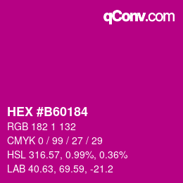 颜色代码: HEX #B60184 | qconv.com