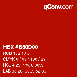 Color code: HEX #B60D00 | qconv.com