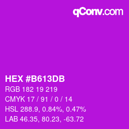 Color code: HEX #B613DB | qconv.com