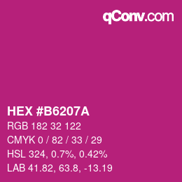 颜色代码: HEX #B6207A | qconv.com