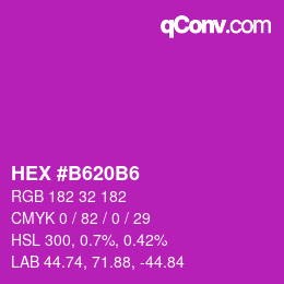 颜色代码: HEX #B620B6 | qconv.com