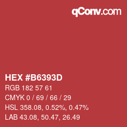 颜色代码: HEX #B6393D | qconv.com