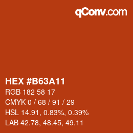 Color code: HEX #B63A11 | qconv.com