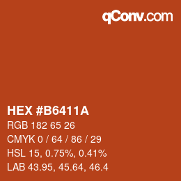 Color code: HEX #B6411A | qconv.com