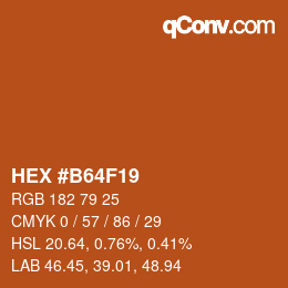 Code couleur: HEX #B64F19 | qconv.com
