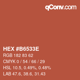 Color code: HEX #B6533E | qconv.com