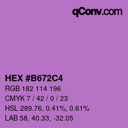 颜色代码: HEX #B672C4 | qconv.com