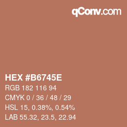 Farbcode: HEX #B6745E | qconv.com