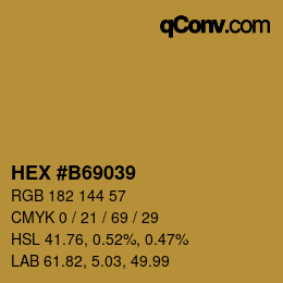 Farbcode: HEX #B69039 | qconv.com