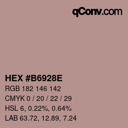 Color code: HEX #B6928E | qconv.com