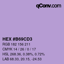 颜色代码: HEX #B69CD3 | qconv.com