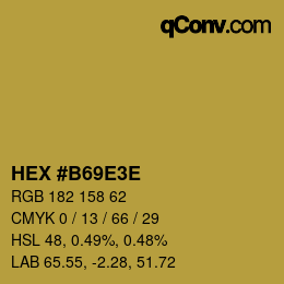 Color code: HEX #B69E3E | qconv.com