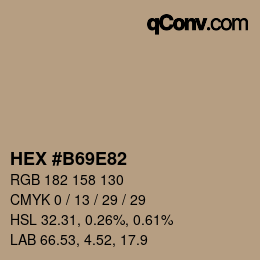 颜色代码: HEX #B69E82 | qconv.com